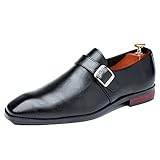  Zapatos de Vestir para Hombre Mocasines con Hebilla de Negocios Zapatos Oxford de Oficina Zapatos de Cuero de Fiesta de otoño para Hombre