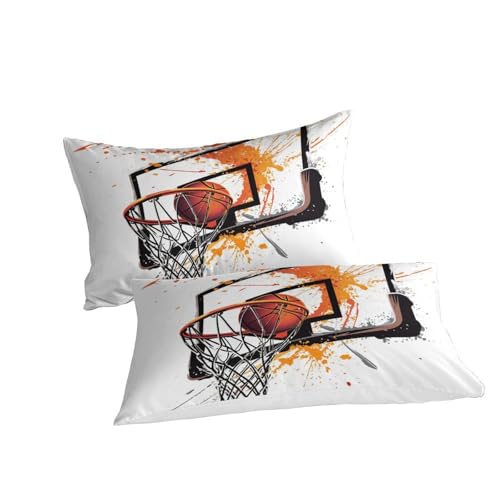 Housse de couette basket 3 pièces parure de lit 260x220 microfibre super douce