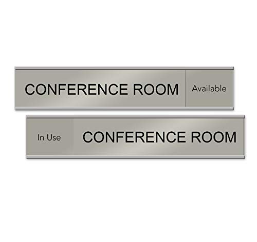 Quality Satin-Aluminum Conference Room Slider Signs - 10 x 2 - Made in The USA (Silver)