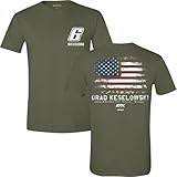 Brad Keselowski 2025 Green American Flag T-Shirt - Driver Number Racing Apparel Large