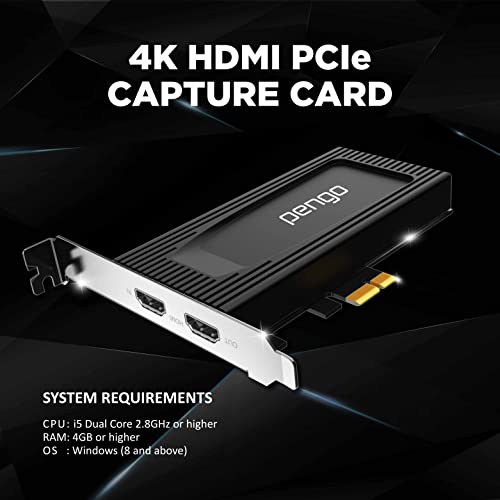 Pengo 4K Hdmi Pcie Capture Card, 4K60 Hdr Passthrough Internal Game Capture Card For Streaming Nintendo Switch, Ps5, Ps4, Xbox Series In Obs, Twitch, Low Latency/High Refresh Rate 144Hz 240Hz, No Hdcp #TOP5