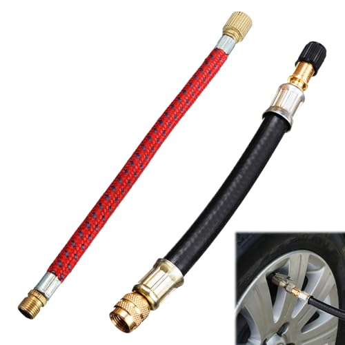 Ebksqs 2 Pièces Rallonge Valve Pneu Voiture 160mm + Mini Tuyau de Gonflage 11cm - Adaptateur de Valve de Pneu Flexible - Embout de Gonflage pour Vélo, Moto, Voiture, Van