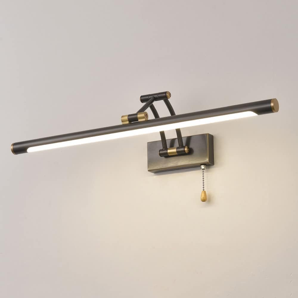 Applique da Bagno A LED con Interruttore A Catenella, Lampada da Specchio Regolabile in Rame, Luce per Quadri, Illuminazione A Sospensione da Soffitto, Monocolore, 35 Cm