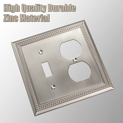 Image of Henne Bery Sunken Pearls Heavy Duty Decorative Wall Plate Switch Plate Outlet Cover (Toggle /Duplex, Satin Nickel)