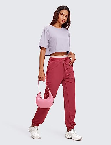 Crz Yoga Women's Pima Cotton Workout Crop Tops Short Sleeve Yoga Shirts Casual Athletic Running T-Shirts Tinsel Purple Medium #TOP2