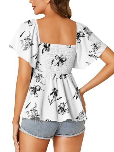 Image of LYANER Women's Square Neck Cute Peplum Top