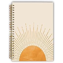 Abstract Boho Sun Sunrise Sunset Sunshine Spiral Notebook College Ruled 5.58.3 Inches Hard Cover Journal Notebooks for Journaling Writing Work Office Notes Women,Boho Sun Lover Gifts for Women