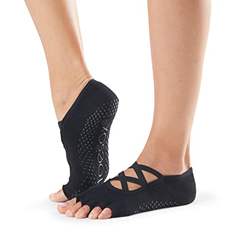 Image of toesox Elle Half Toe Grip Socks - Non-Slip Grip Sole for Yoga, Pilates, Gym - Non Skid Open Toe Socks for Women