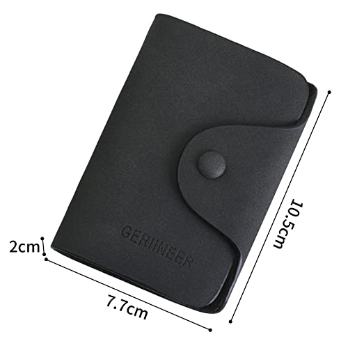 GERIINEER Portfel na karty kredytowe Mężczyźni Kobiety Skórzane 20 szczelin, Czarny#1, 10.5cm*7.5cm*2cm
