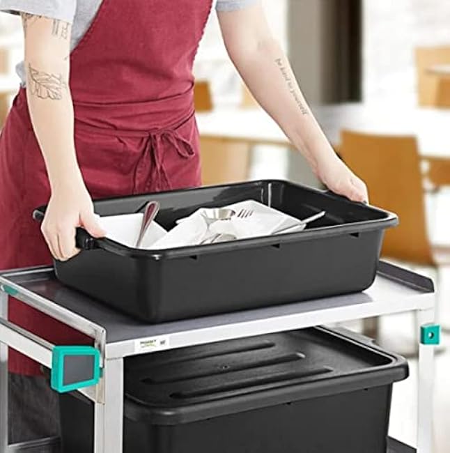 TrueCraftware- 20-1/2 x 15-1/2 x 5 Utility Kitchen Bus Box/Tub/Bin with Handles Black Color- Heavy Duty Plastic Restaurant Tub/Dish Washing Box Wash Basin Tub for Kitchen Organization