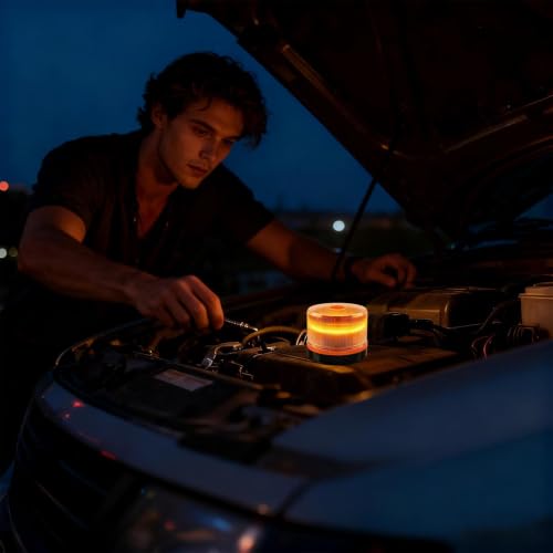 Luces de baliza para camiones con base magnética y lámpara de seguridad ámbar exterior 2