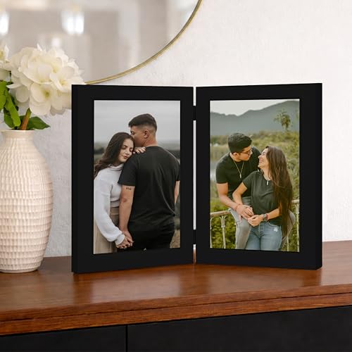 Art Street Folding Table Stand Valentine Couple Black 5x7 Inch Photo Frame For Home Décor | Foldable Photo Frame withPlexiglass | For Bedroom, Hallways, Office, Living Room (13x18 CM)