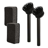 XRVRILE 2-częściowy zestaw szczotek do naczyń z uchwytem ze stali nierdzewnej, czarna szczotka do naczyń z 2 gąbkami do szorowania, zestaw szczotek do naczyń, szczotka do zmywania naczyń