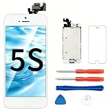SNIDII Schermo di ricambio bianco per iPhone 5S 4 pollici con auricolare e fotocamera, montaggio completo 3D Touch LCD Display Digitizer Frame sostituzione con kit di riparazione strumento di