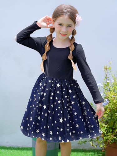 Toddler Girl Dresses Long Sleeve Tutu Dress Fluffy Tulle Fall Winter Pink Black Dresses 4-8 Years Old3