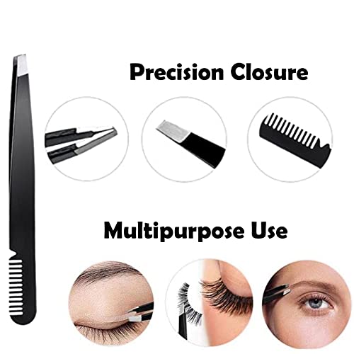 Eyebrow Razor Kit, 4 In 1 Professional Eyebrow Grooming Set For Women And Men, Including Eyebrow Razor Trimmer, Tweezer, Scissor, Eyelashes Roller, Storage Bag #TOP3