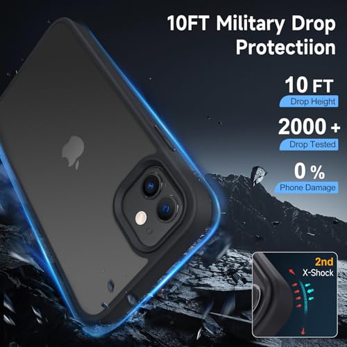Mootobo for iPhone 11 Case Built-in 2 HD Screen Protectors and HD Lens Protector, Anti-Fingerprint Matte Back 10FT Military Grade Drop Shockproof Phone Case for iPhone 11 6.1 inch – Black