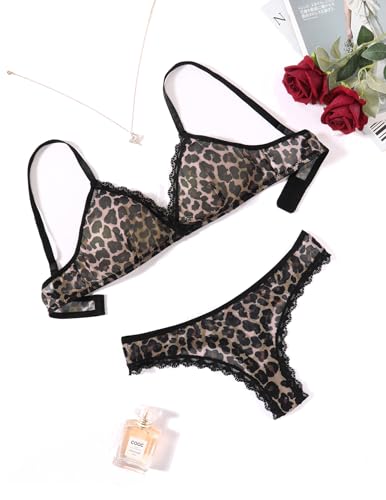 Image of Avidlove Wireless Lace Lingerie Set Floral Print Bra and Panty Sets 2 Piece