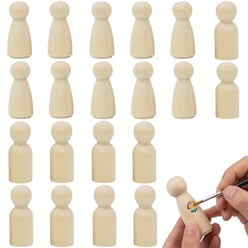 UxuoQxa Spielfiguren Holz 20 Holzkegel zum Bemalen Holzfiguren für kreative Projekte Handwerksarbeiten und individuelle Dekorationen 5 3 x 2 cm
