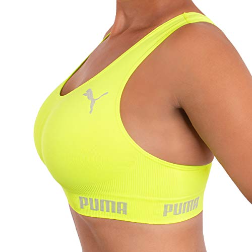 Top Sem Costura, Puma, Feminino, Limão Fluor, M