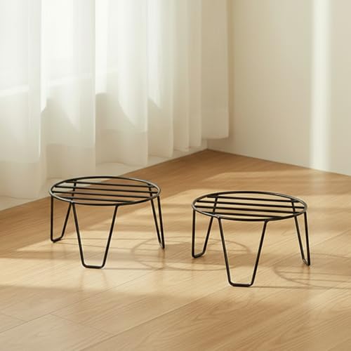 Image of KYARI Round Metal Galvanised Iron Plant Stand Pack of 2 | Heavy Duty Rust Proof Flower Pot Stand for Indoor & Outdoor Plants | Strong Welded Pot Holder for Balcony, Living Room, Garden & Patio