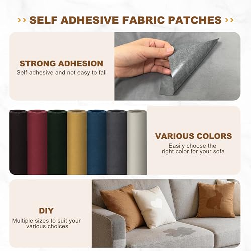 Azobur Rectangular Velvet Repair Patch, Self-Adhesive Flannel Fabric Patch, Multi Colors, Microfiber Patch，Can be Used to Patch Sofas, Car Seats, Handbags, Jacket Holes and Tears (Dark Brown) by Azobur - Image 3