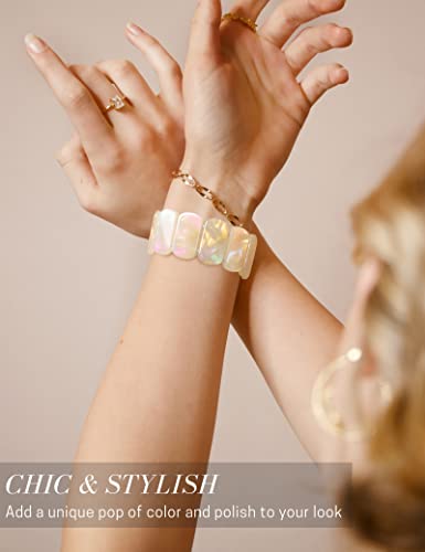 Heesch Compitable With Apple Watch White Band For Women Strectchy Resin Watchstrap For Apple Watch 38,40,41Mm Wristband Bracelet For Iwatch Se 7,6,5,4 #TOP3