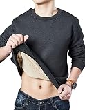 Jenkoon Men's Active Winter Warm Long Sleeves Sherpa Fleece Sweatshirts Crew Neck Pullover(Grey,M)