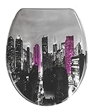 WENKO WC-Sitz Midtown, Toilettensitz mit Easy Close Absenkautomatik, Duroplast, 36,5 x 44,5 cm, Grau