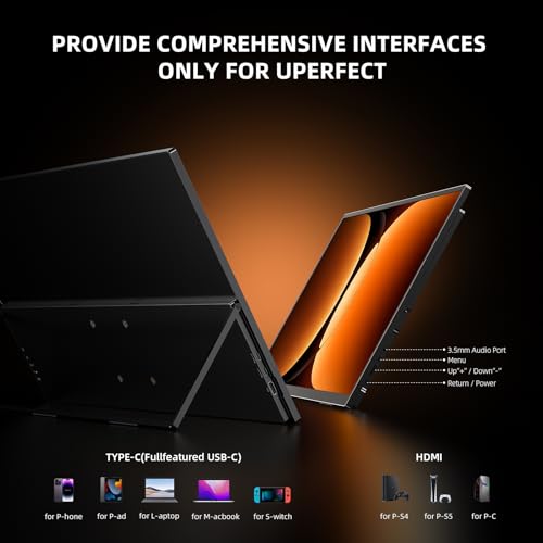 undefined UPERFECT Portable Monitor 4K 23.8" QLED| 400 Nits 24" Large Monitor | 3840 * 2160 UHD 100% DCI-P3 | 1MS FreeSync | USB-C & HDMI | VESA & Kickstand | Second Screen for Computer, Mini PC, Game Consoles の商品画像 7