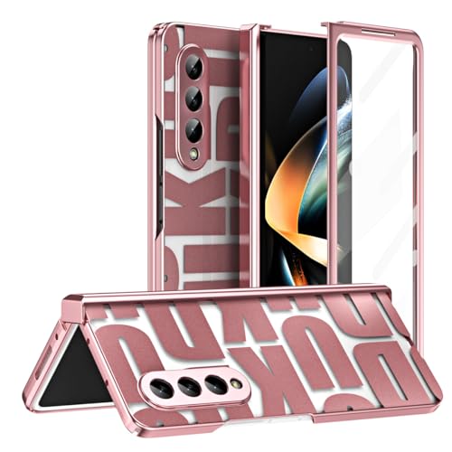 Coque Samsung Galaxy Z Fold 4 rigide transparente rabat protecteur ecran or rose mince