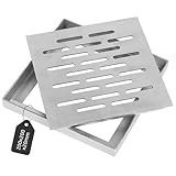 DBREAKS Edelstahl Bodenablauf mit Rahmen, Abflussgitter Quadratisch, Bodenablaufabdeckung rutschfest, Abflussabdeckung für Außenbereich, Badezimmer, Garten, Terrasse Anti Blockier(200 x 200 x 20 mm)