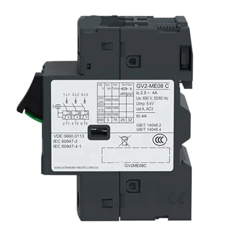 Interruptor magnetotérmico de motor GV2ME08C con rango regulable 2,5-4A 5
