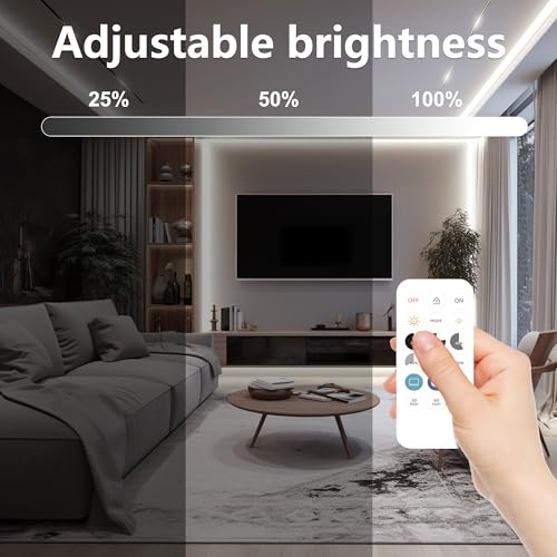 Image of COB LED Strip Light 6000K, 24ft Dimmable White LED Strip Light, CRI92+, DC24V Tape Light with RF Remote, Timer Function, Bluetooth App Control for Home Bedroom Kitchen DIY Lighting.