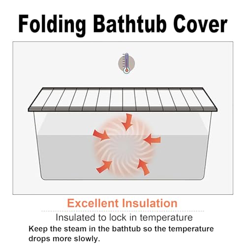 70x170cm Badewannenabdeckung Belastbar,Badewannen Abdeckung,Faltbare Badewanne Brett, wasserdichte, Isolierung PVC Badewannenablage für Haus Badewannenablage Badezimmer SPA,Weiß