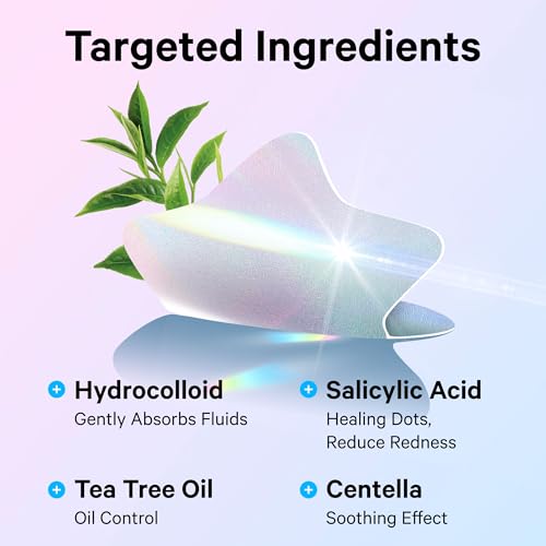 Image of Sosky Hologram Pimple Patches for Face, Hydrocolloid Acne Patches with Salicylic Acid, Cute Star Zit Stickers,Colorful Blemish Covers,36 Count Blue Pink Moon Cloud Flower