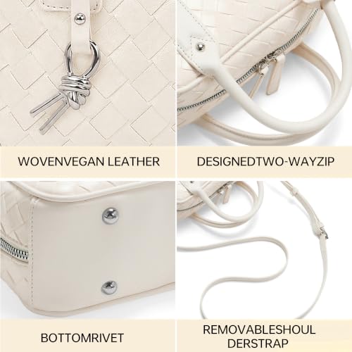 Goinsound Women's Handmade Woven Top-handle Bag Fashion Leather Shoulder Handbag Crossbody Purse Woven Purse for Women by Goinsound - Used condition - Image 5