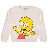 The Simpsons Ladies Crewneck Sweatshirt - Lisa, Bart and Homer Simpson Sweatshirt Big Face Crewneck Sweatshirt (Ivory, Small)