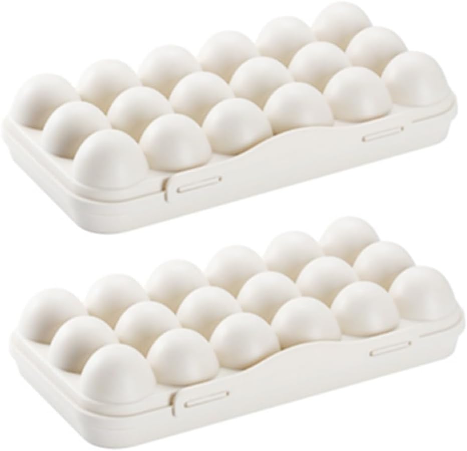 2pcs Stackable Egg Storage Box Portable Collision Refrigerator Container Shatterproof Egg Holder for Camping Kitchen and Fridge Organization Khaki