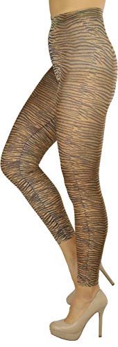 Image of ToBeInStyle Women's Footless Opaque Animal Zebra Tiger Tights Hosiery