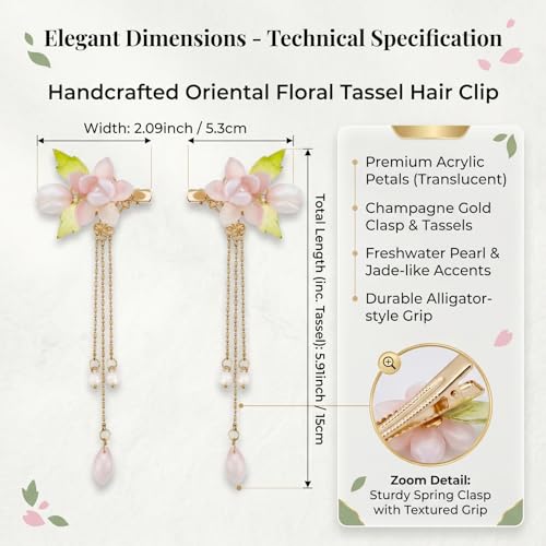 Pinzas Tradicionales Hanfu Chinas Rosas 2 Piezas miniatura 2