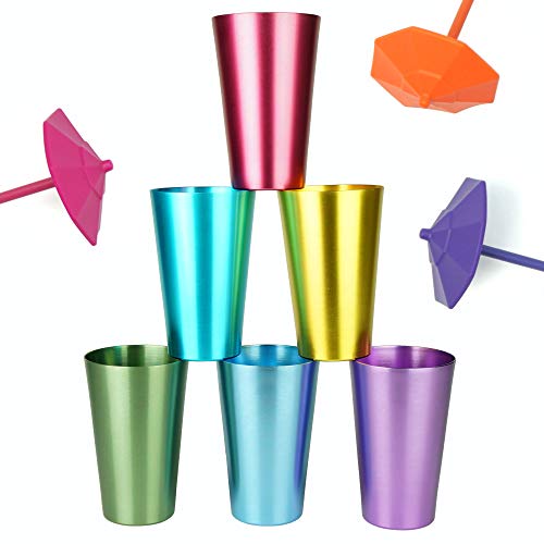 Aluminum Water Tumblers, Set Of 6, Different Color, For Children And Adults, Travelling Tumblers, Party Tumblers, Stackable, 16Oz (Large) #TOP2