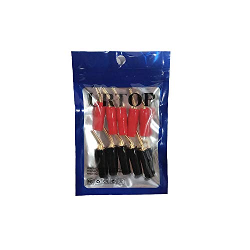10 Pack 2Mm Banana Plug Pin Screw Type Adapter, 2Mm Audio Speaker Cable Connector, Copper Gold Plated 2Mm Banana Plug Curved Pin Screw Wire Male Connector, Black & Red Bend Banana Tip Adapter #TOP6