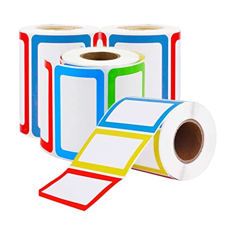 Etiquetas para nombre, etiquetas autoadhesivas de colores, adecuadas para cocina, ropa infantil, escuela y oficina, 89 x 57 mm (4 rollos/800 pegatinas) Cover
