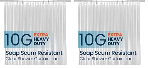 Image of LiBa Bathroom Shower Curtain - Waterproof Plastic Shower Curtain Premium PEVA Non-Toxic with Rust Proof Grommets Clear 10G Heavy Duty Bathroom Accessories 72x78 (Pack of 2)