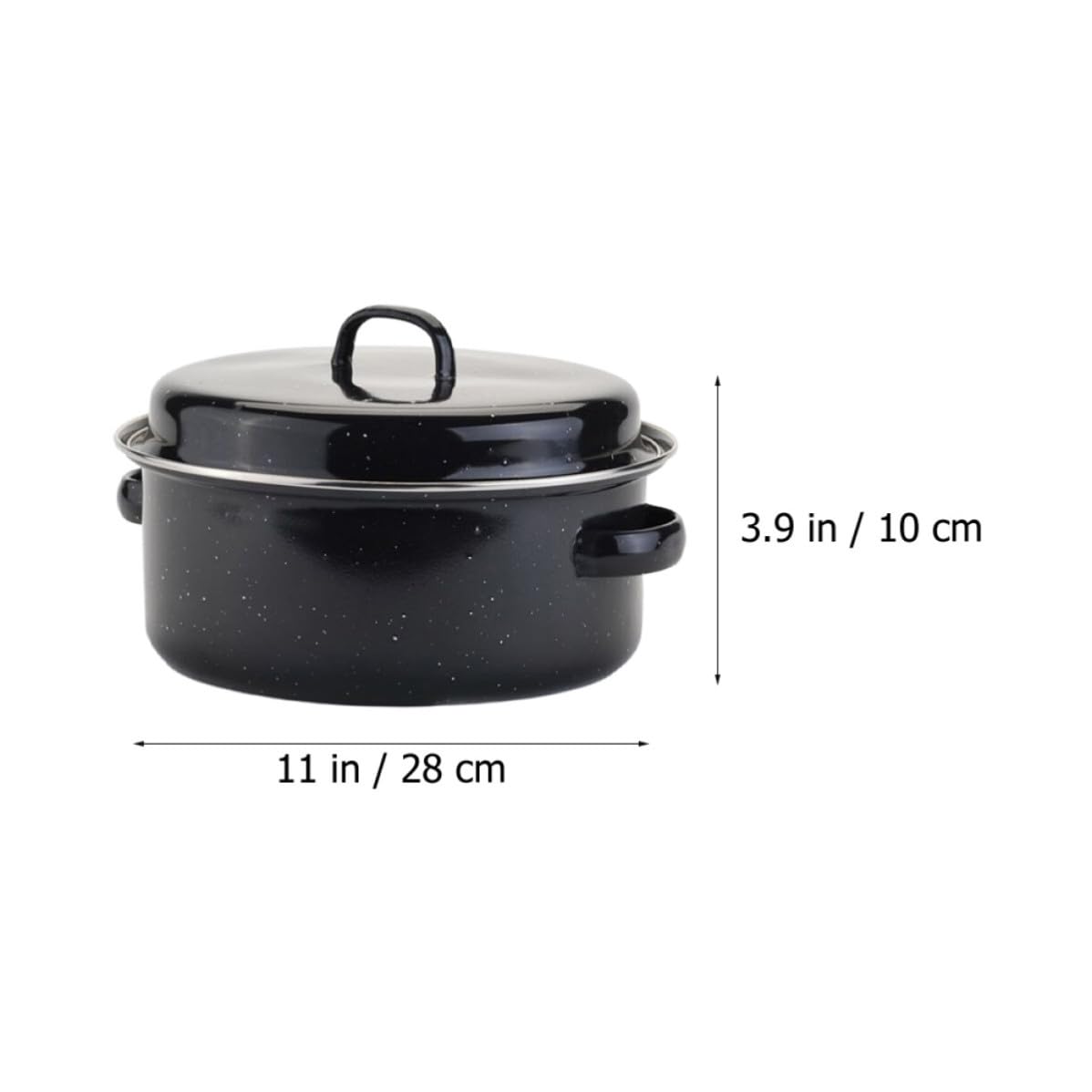 Sartén de Patatas y Castañas Asador Redondo Tapa, Hierro Esmaltado, Negro, Superficie Lisa, Fácil de Limpiar, para Patatas y Alimentos, Cocina Doméstica