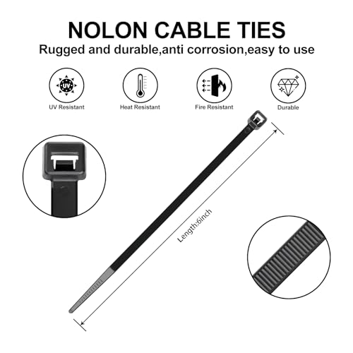 Zip Ties 6 Inch -1000 Pcs Black Small Zip Ties for Cable Management - Easy — view 2