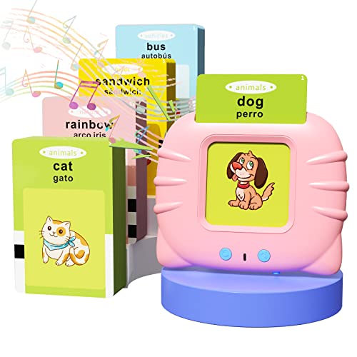 Juguetes Niña Tarjetas Flash Parlantes Regalo Niñas 1 2 3 4 5 Años, Juego Educativo Audibles para Niños 1-6 Años Regalos Niñas, 112 Hojas 224 Español Inglesas Palabras Montessori Juguete