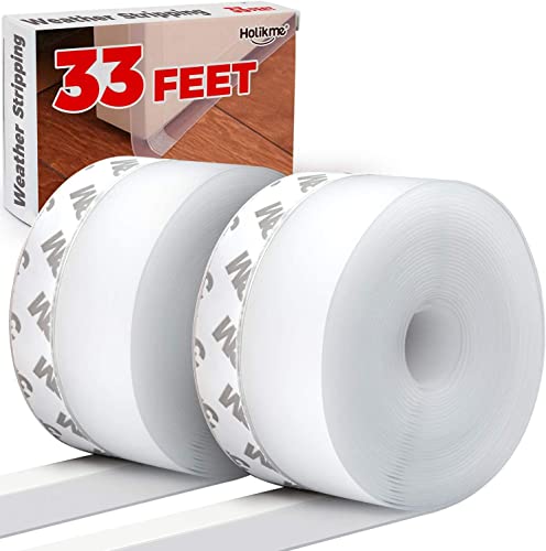 Holikme 1.8"W-33Feet Weather Stripping Silicone Door Seal Strip Door, Silicone Sealing Sticker Adhesive For Doors, Suitable For Windows, Doors #TOP30