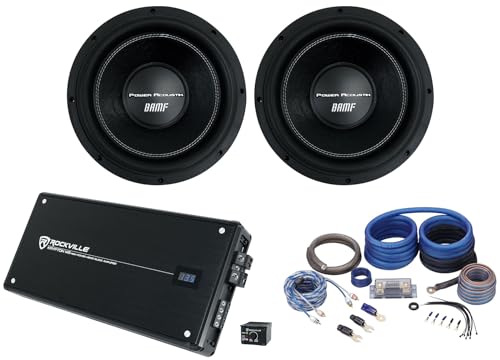Audiosavings Bundle: (2) Power Acoustik BAMF-124 12" 3500 Watt Car Audio Subwoofer Bundle with Rockville Krypton M5 8000 Watt Peak / 2000w RMS Car Amplifier + Rockville RWK0CU Amp Wire Kit (4 Items)